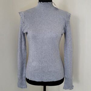 Hooked Up by IOT Juniors' Lettuce-Edge Ribbed-Knit Sweater